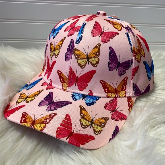 Butterfly 🦋 Pink with Multicolored Butterflies Baseball Cap - Picture 12 of 12